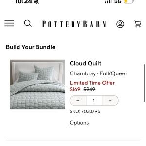 Pottery Barn Cloud Quilt Queen in Chambary